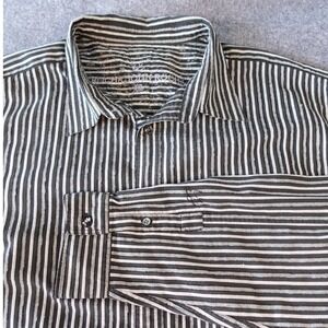 Rocha John Rocha Mens XXL Striped Button Down Shirt Black Grey Debenhams RJR